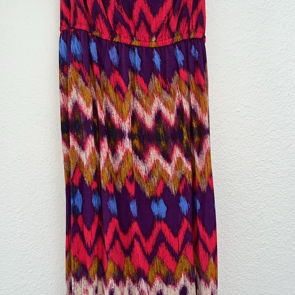 Mossimo Rayon Crochet, Wood Bead Colorful Zig Zag Halter Maxi Dress, Size Medium - Picture 6 of 13